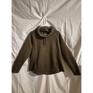 North River Outfitters Women Size L Green mini waffle Pattern Pullover Sweater